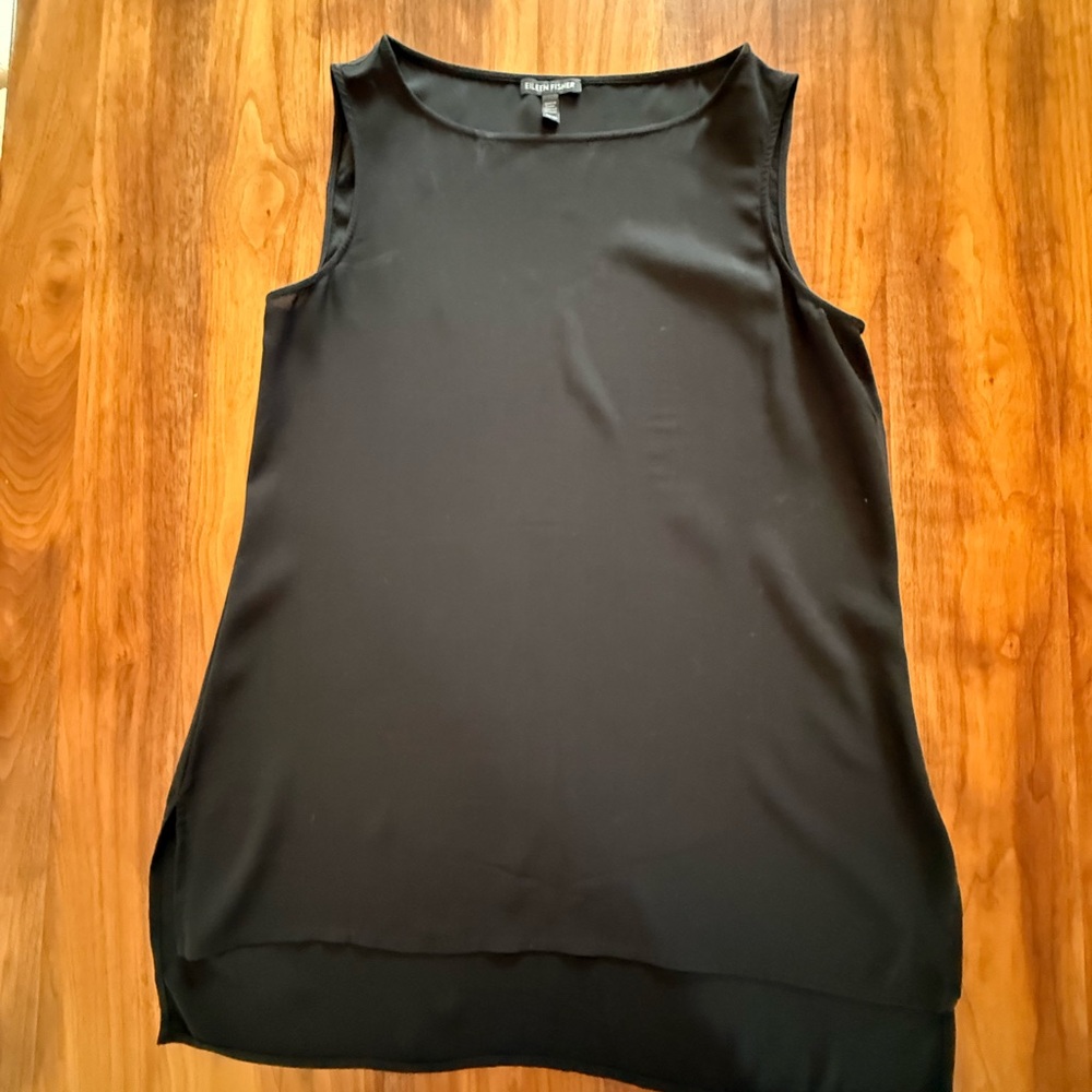 Eileen Fisher Black Silk Sleeveless Blouse